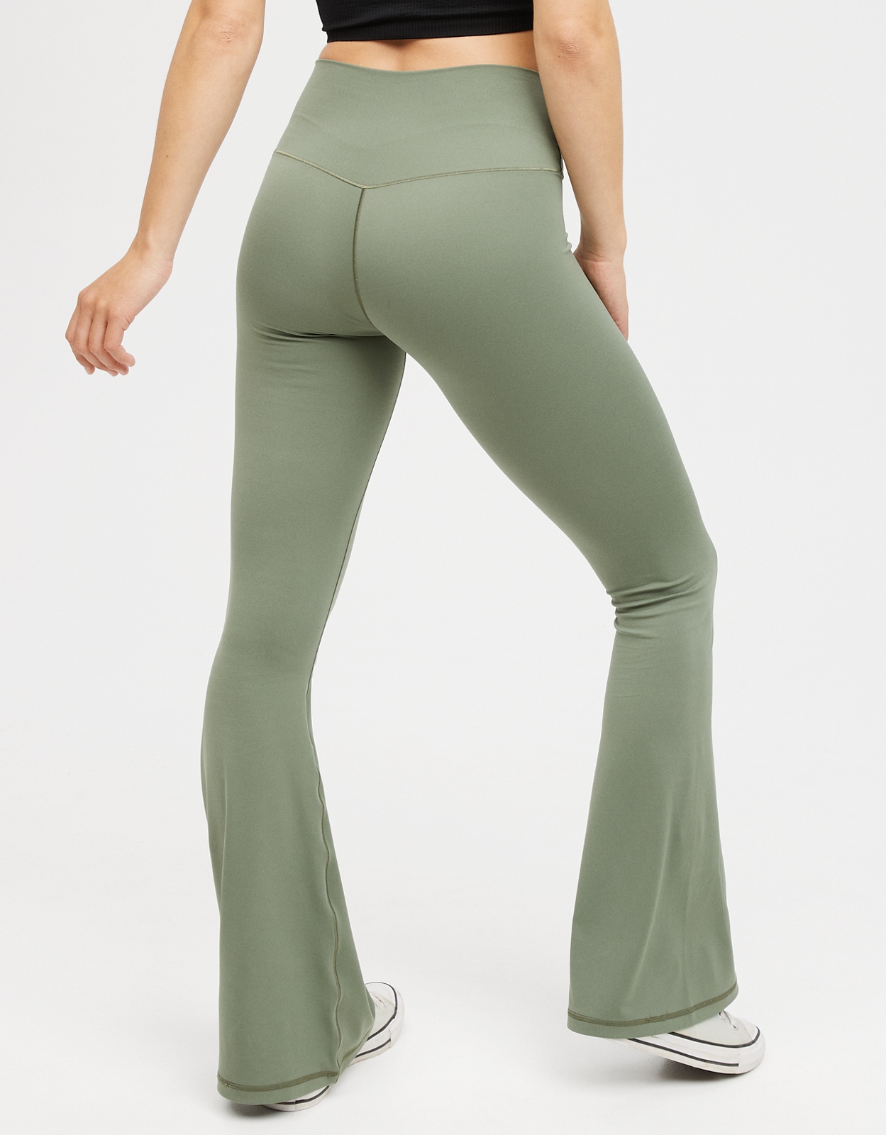 aerie, Pants & Jumpsuits, Offline By Aerie Real Me High Waisted Crossover Flare  Legging Deep Forest Green