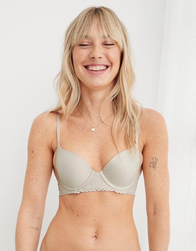 Buy Aerie Real Sunnie Demi Push Up Blossom Lace Trim Bra online